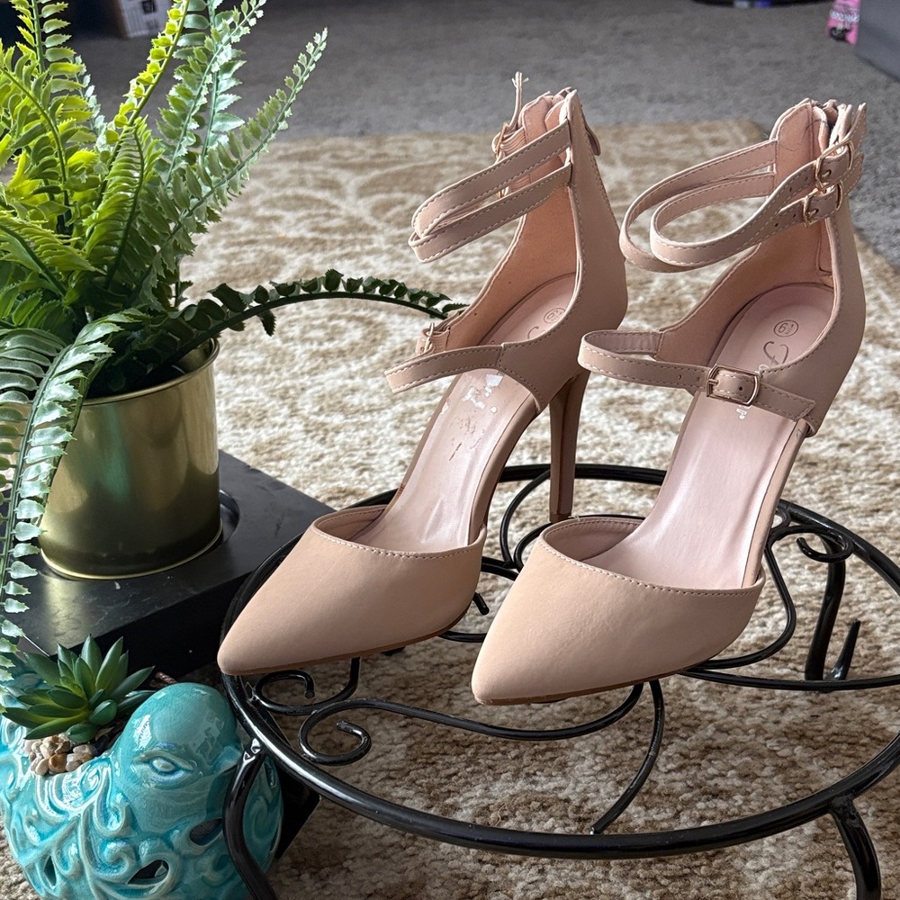 Forever 21 Tan Ankle Strap Heels